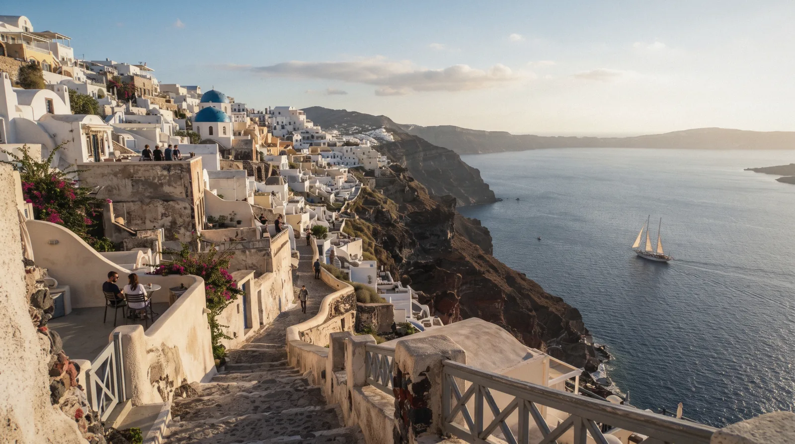 Imerovigli on an October afternoon with soft low sun, santorini in october, Santorini Greece